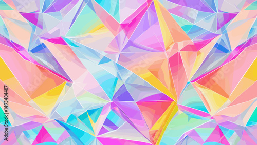 Colorful abstract geometric background with triangular shapes and gradients in soft pastel tones