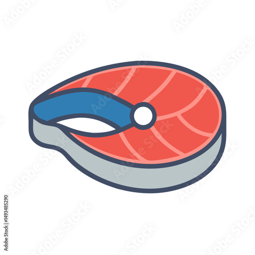 Stylized salmon steak flat vector illustration design