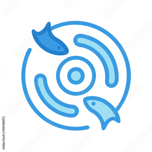 Circle with fish flowing in a continuous loop