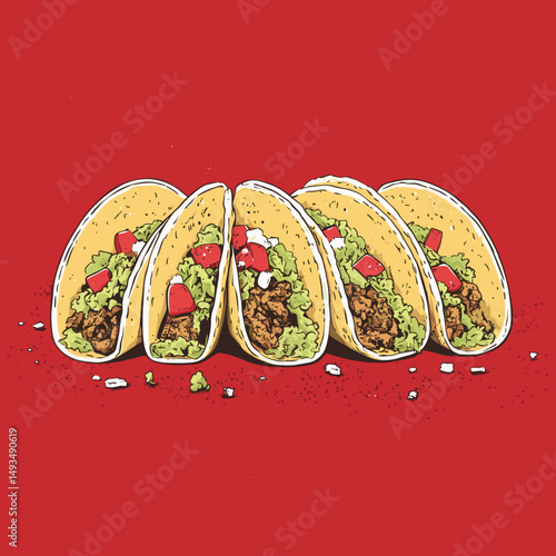 Delicious Tacos on a Bold Red Background