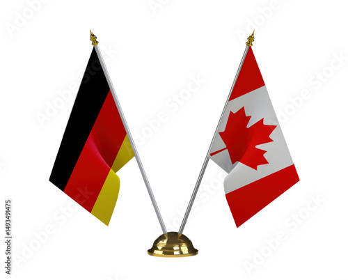 Table flag of Germany and Canada isolated on the white background 
