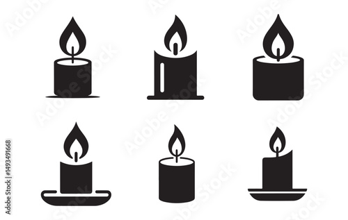 Fire burning candle icon. Candles icon set. Religion symbol Vector illustration eps 10
