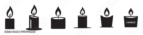 Fire burning candle icon. Candles icon set. Religion symbol Vector illustration eps 10