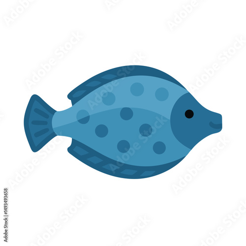 Flat illustration of a blue spotted flounder fish