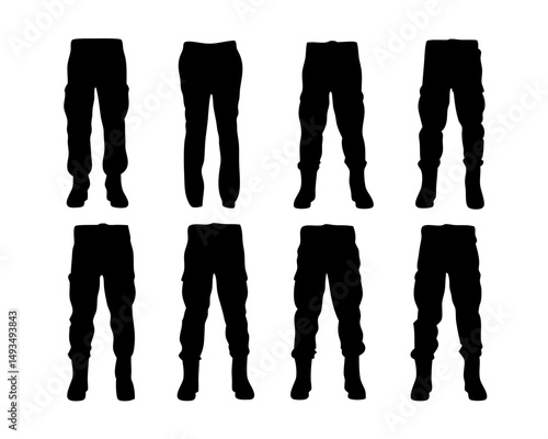 Flat Design Cargo Trousers – Black Utility Pants Icon

