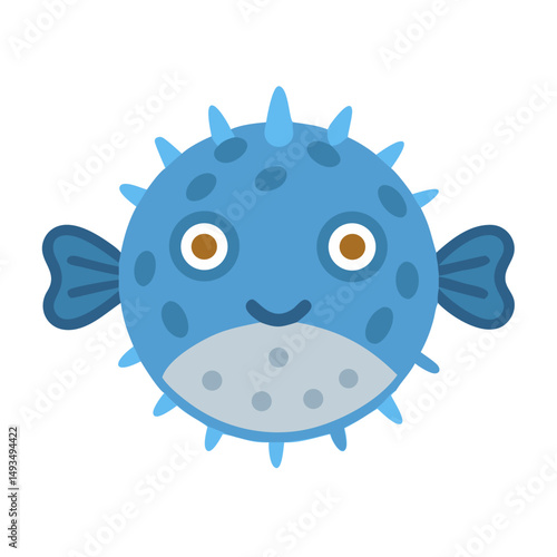 Cartoon pufferfish on black background illustration image
