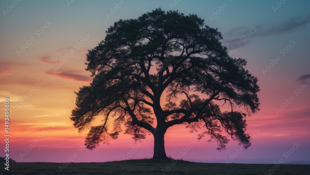 Fototapeta premium gorgeous evening sky alongside a tree outline