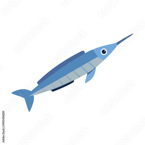 Vector flat blue marlin fish illustration isolated image