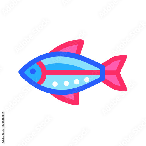 Stylized blue and pink neon tetra illustration isolated