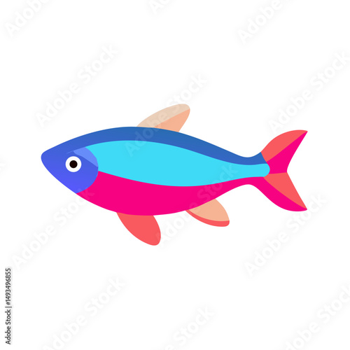 Stylized Neon Tetra Illustration on Black Background