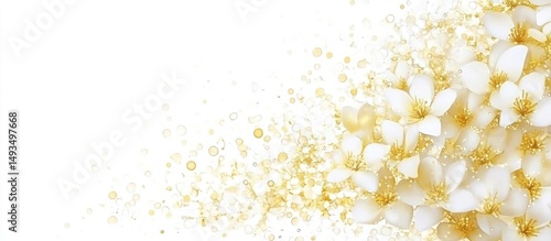 Elegant Floral Arrangement with Golden Accents on a Clean White Background