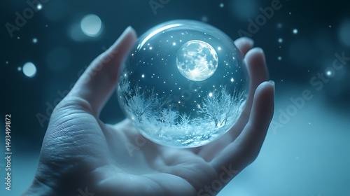 hand holding a blue planet