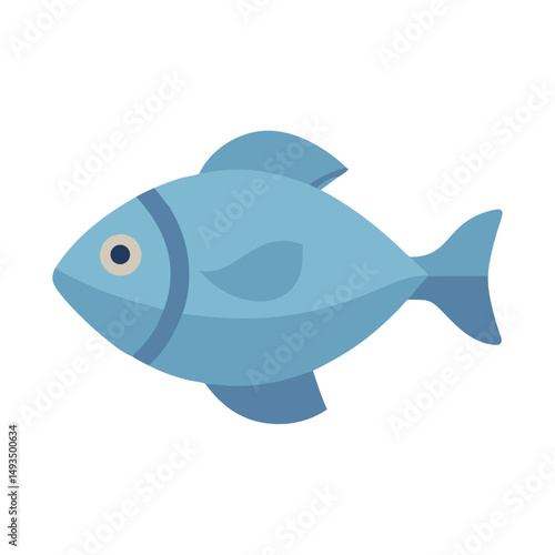 Blue fish cartoon illustration on black background