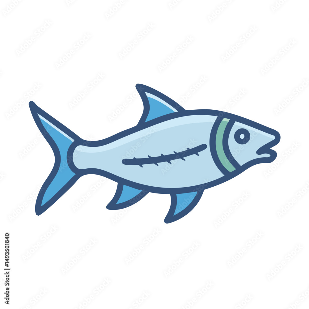 Stylized cartoon fish on a black background Stylized cartoon fish on a black background