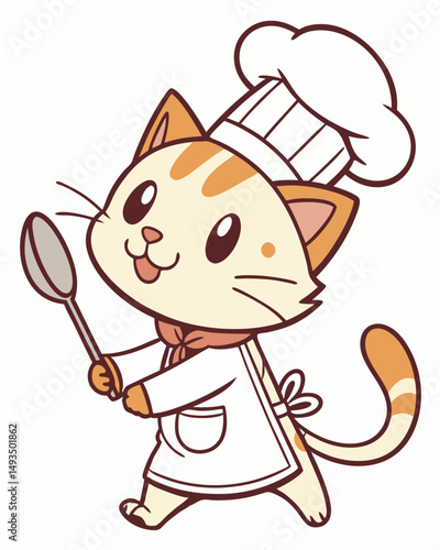 Chef Cat – Funny Vector Illustration of a Cooking Cat