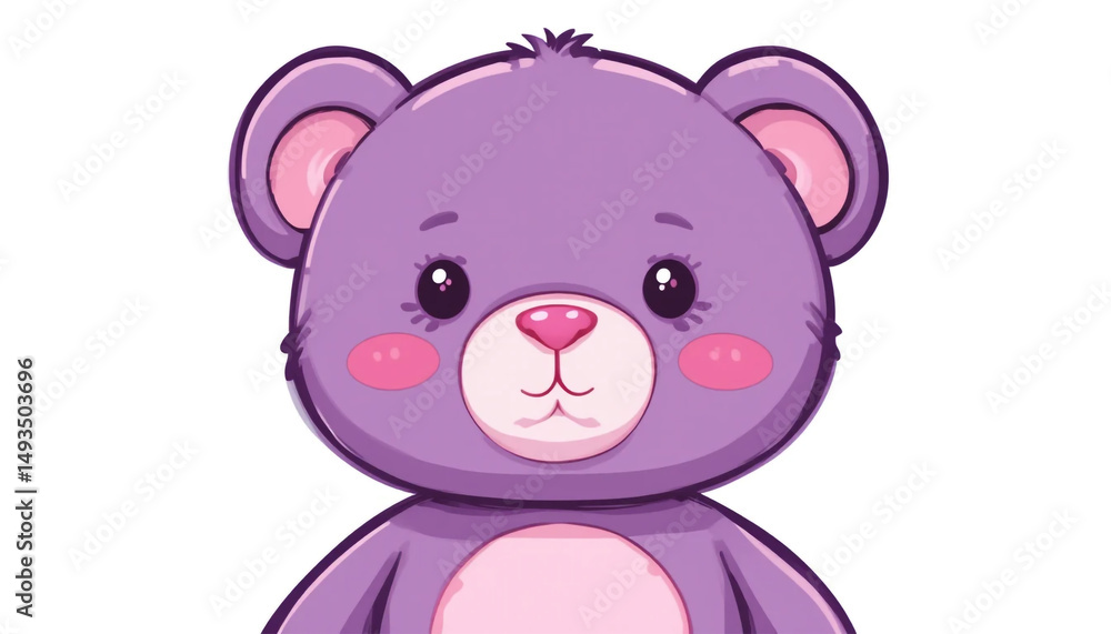 Obraz premium Adorable Purple Teddy Bear Cute Cartoon Animal Childish Illustration Sweet Baby Bear K