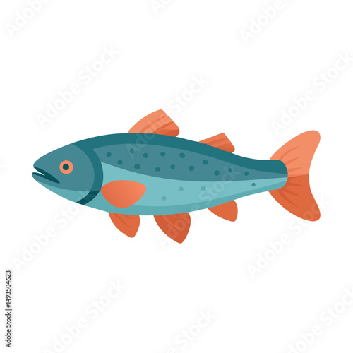 Illustration of a salmon fish on black background