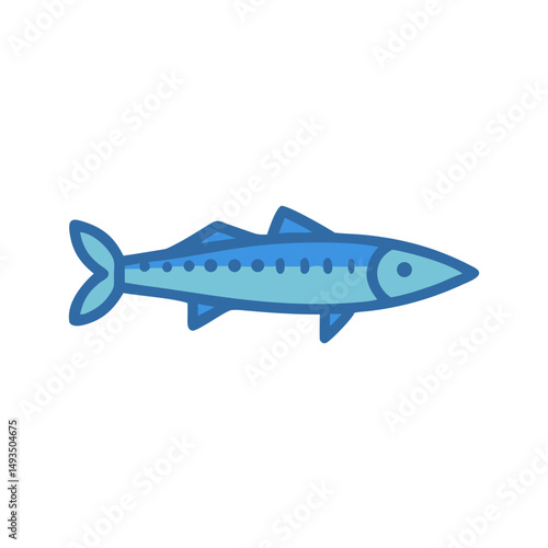 Stylized blue fish illustration on a black background