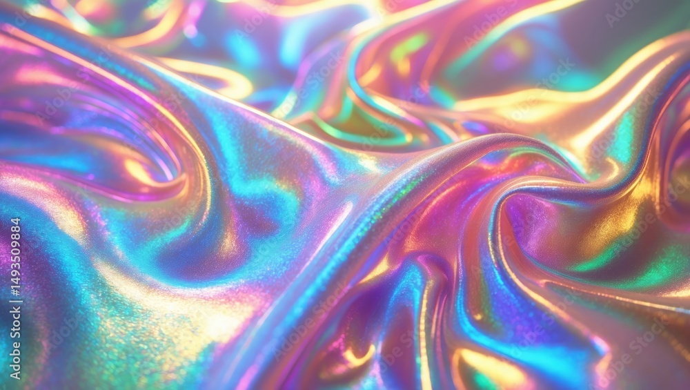 Obraz premium Vibrant shimmering holographic surface. Colorful trippy background