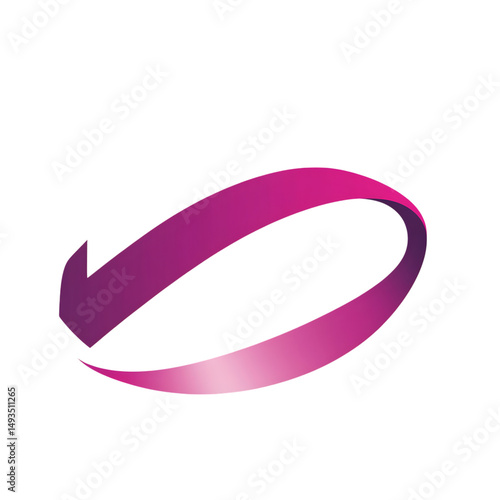 Modern Arrow with Smooth Curves in Deep Magenta Color Isolated on Transparent Background