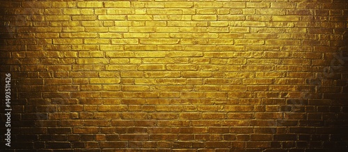 Gleaming golden brick wall background with elegant textured surface