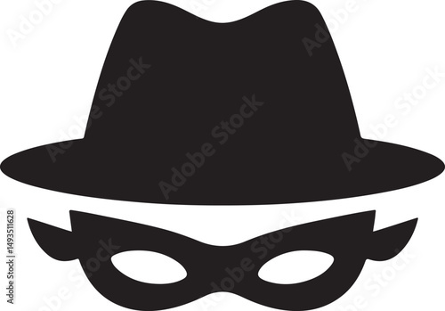 Thief, Criminal, Robber, Anonymous, Scammer, Hacker icon logo isolated, Thief mask with eye slits, security and fraud symbols, Burglary thief icon