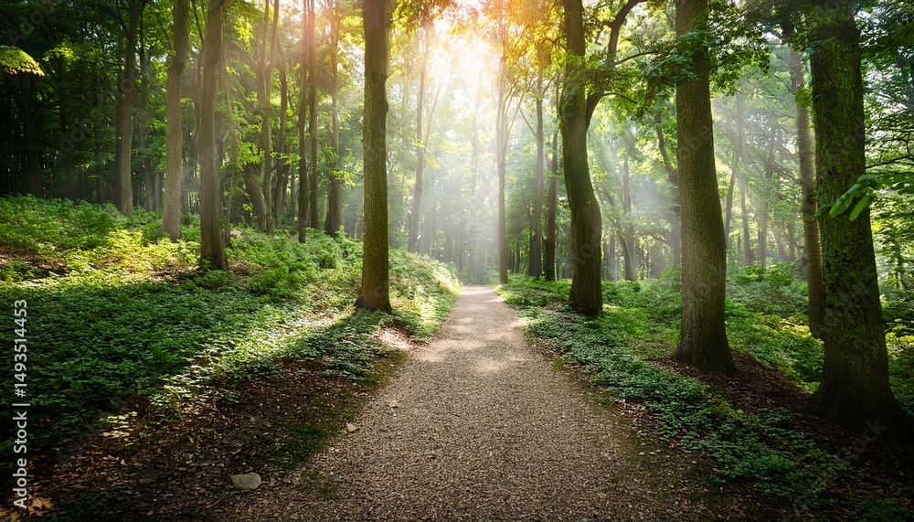 Fototapeta premium forest path with trees on sides light background