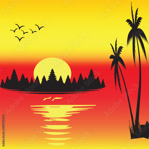 sunset over the river