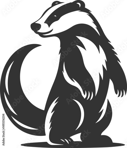 Vector animal drawing silhouette of a badger