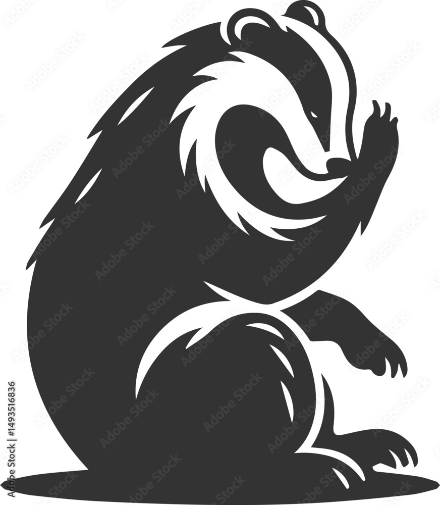 Fototapeta premium Vector animal drawing silhouette of a badger