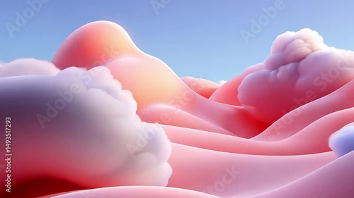 Colorful Soft Clouds in a Dreamy Landscape with Layered Pink and White Forms