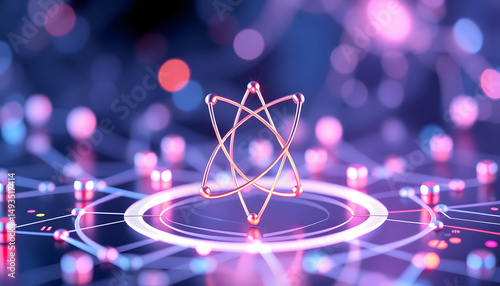 Quantum computing concept with qubit icon 3d rendering, vector style. with white shades