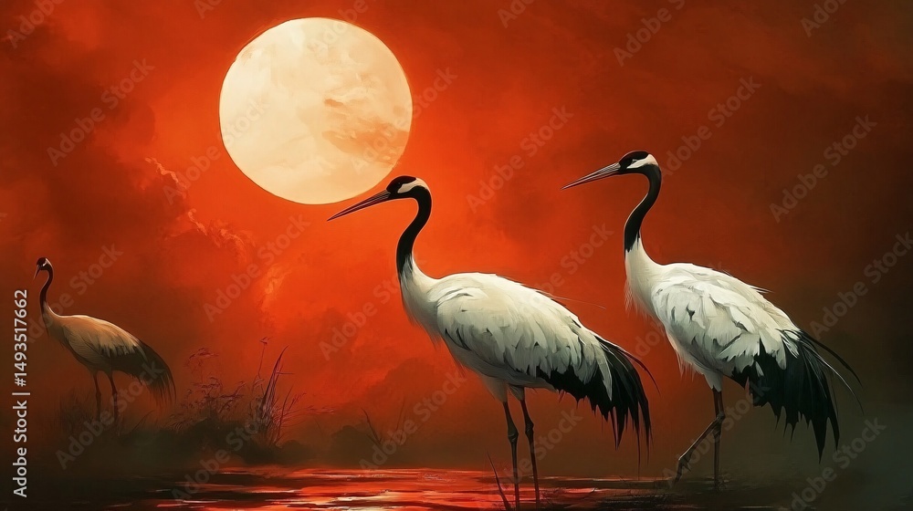 Fototapeta premium flamingos in the lake