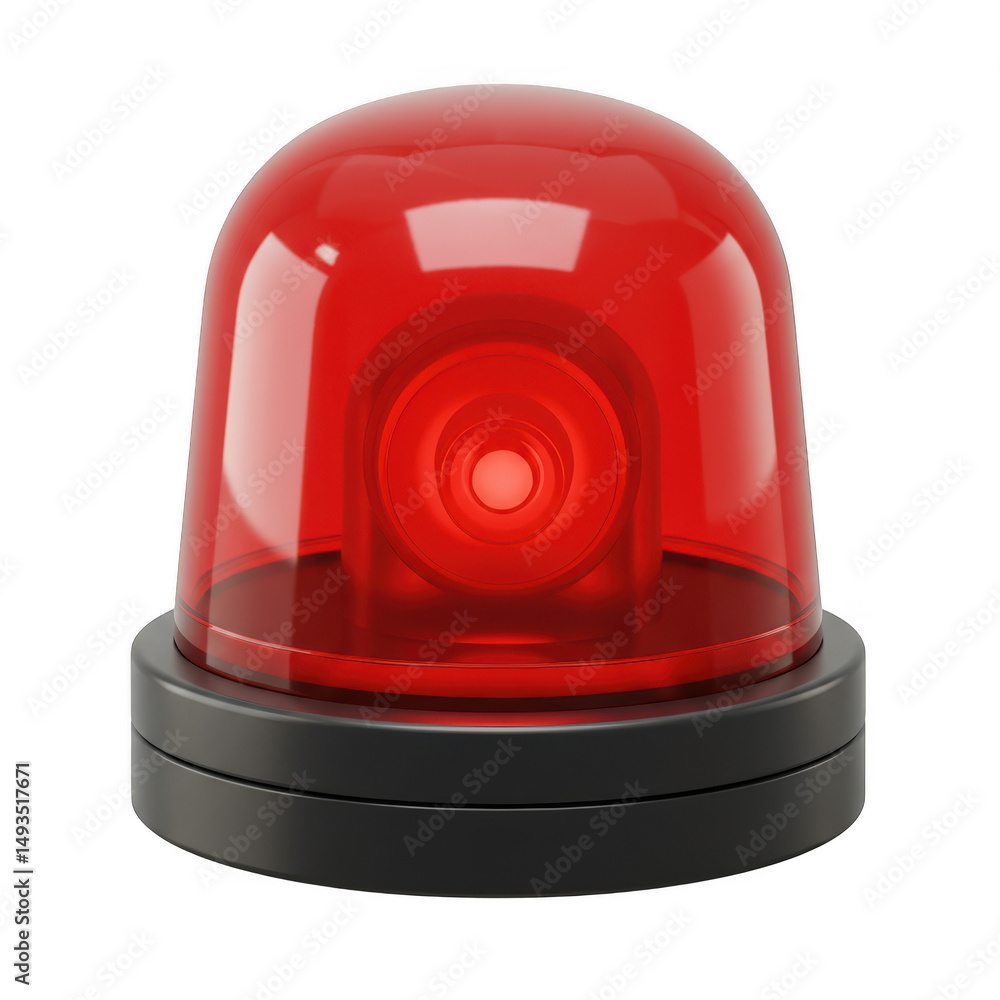 Red emergency light, alert isolated on transparent background Red emergency light, alert isolated on transparent background