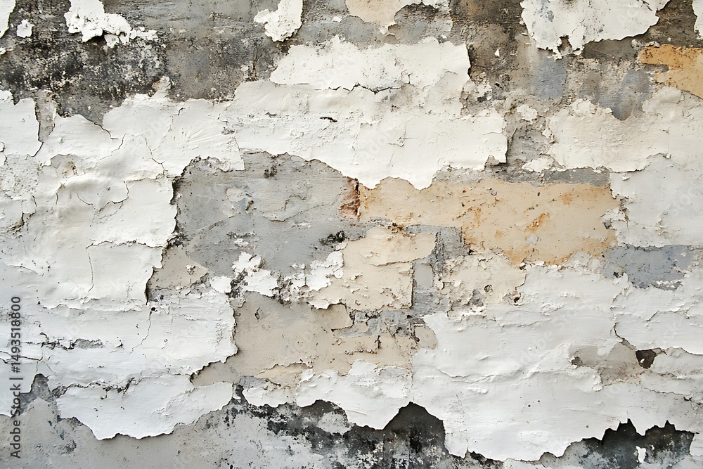 Obraz premium Distressed Wall Texture Peeling Paint and Aged Brickwork