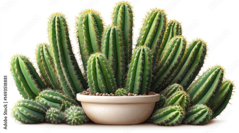 Fototapeta premium A Stunning Collection of Cereus Cactus Plants in a Pot
