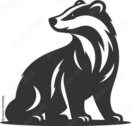 Vector animal drawing silhouette of a badger