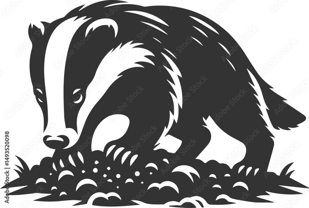 Fototapeta premium Vector animal drawing silhouette of a badger