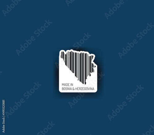 Discover fascinating sticker designs with barcodes in the shape of a map of Bosnia and Herzegovina. Enhance your projects with visual perfection. Buy now!