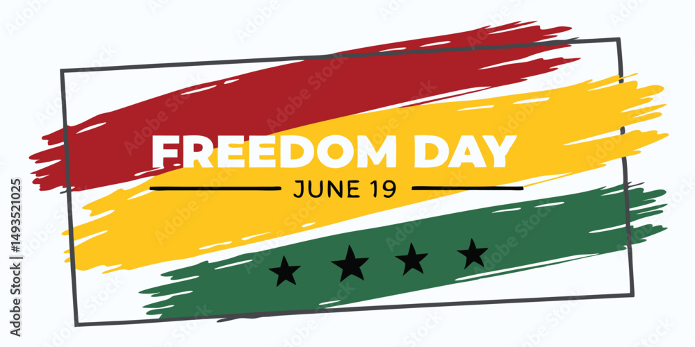 Obraz premium Freedom day celebration juneteenth with brush strokes and star elements