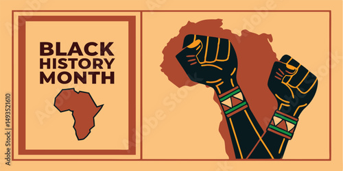 Black history month celebration african american fist and continent with transparency