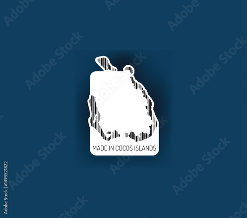 Discover fascinating sticker designs with barcodes in the shape of a map of Cocos Islands. Enhance your projects with visual perfection. Buy now!