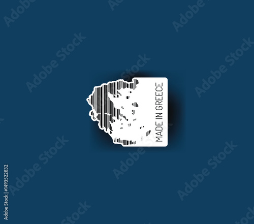 Discover fascinating sticker designs with barcodes in the shape of a map of Greece. Enhance your projects with visual perfection. Buy now!