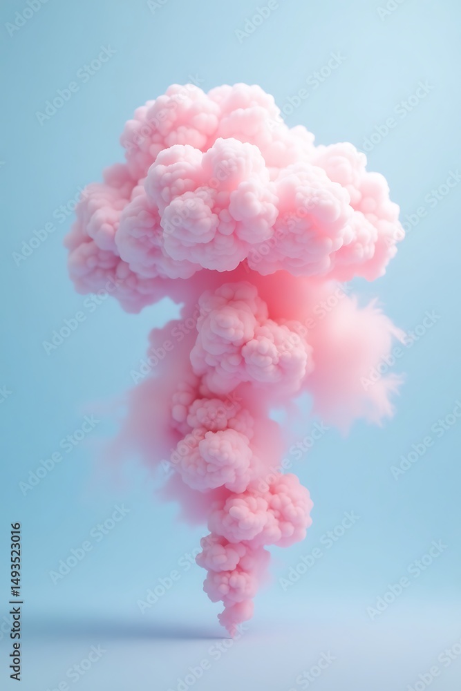 Fototapeta premium Artistic rendering of pink smoke rising against a soft blue background creating an abstract and visual concept