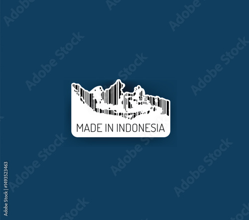 Discover fascinating sticker designs with barcodes in the shape of a map of Indonesia. Enhance your projects with visual perfection. Buy now!