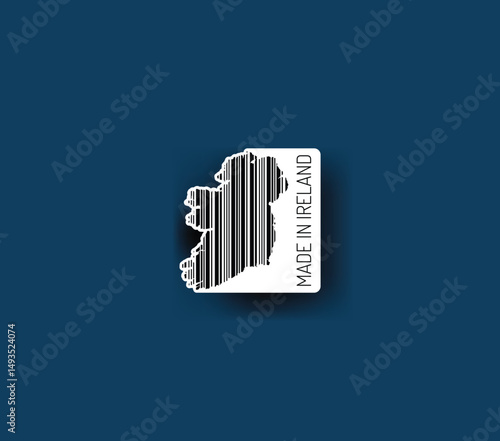 Discover fascinating sticker designs with barcodes in the shape of a map of Ireland. Enhance your projects with visual perfection. Buy now!