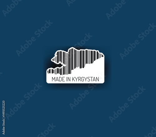 Discover fascinating sticker designs with barcodes in the shape of a map of Kyrgyzstan. Enhance your projects with visual perfection. Buy now!