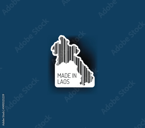 Discover fascinating sticker designs with barcodes in the shape of a map of Laos. Enhance your projects with visual perfection. Buy now!