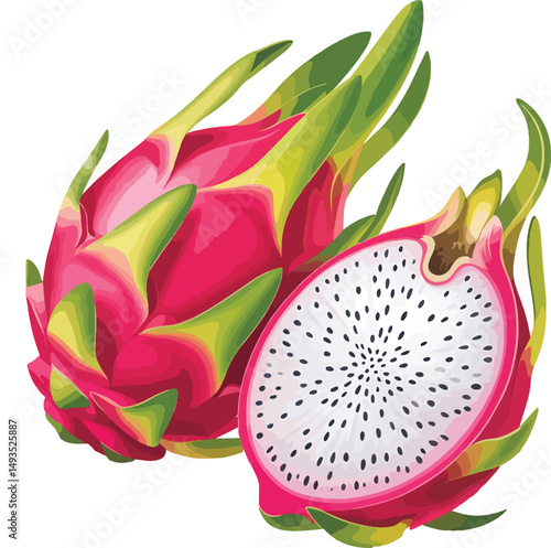 dragon fruit isolated on white background
