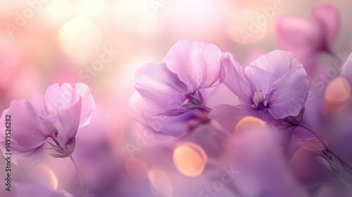 Purple flowers in soft focus creating a dreamy romantic atmosphere
